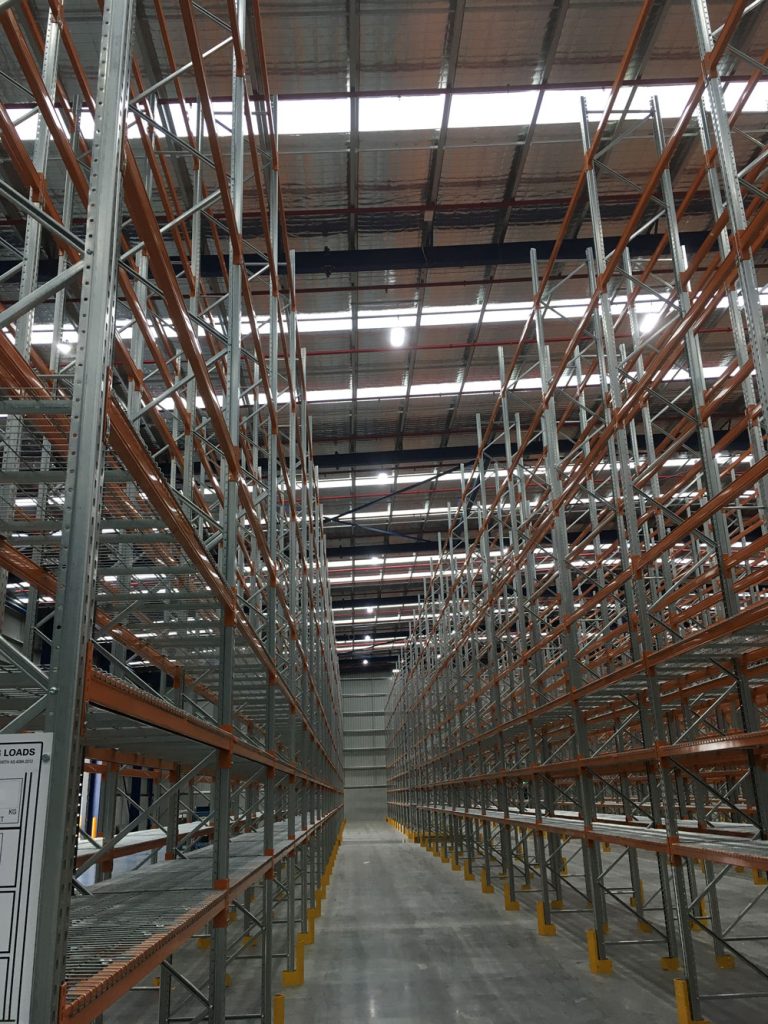 Warehouse Pallet Racking with Smart Dimming Presence and Motion Controllers